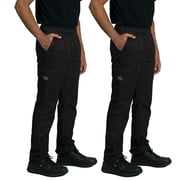 2-Pack Chef Code Modern Slim Fit Chef Pants with Zipper Cargo Pockets, Elastic Waist, Black, S
