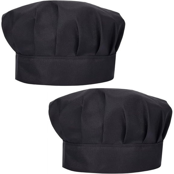 2 Pack Chef Hat Cotton Chef Cap Adult Adjustable Elastic Cooking Baker Kitchen Catering Wear for Cook Chef Restaurant Men Women Friends Mother's Day Father's Day Birthday 7x11.4 Inch Black DIY
