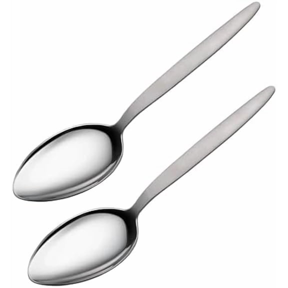 2-Pack Chef Kunz Spoon | Silver Stainless Steel 2 Tbsp Basting Spoon, 9 Inch Solid Sauce Spoons, Big Serving Spoons Stainless Steel, Plating & Quenelle & Cooking$$Home Decor, Kitchen, & Other