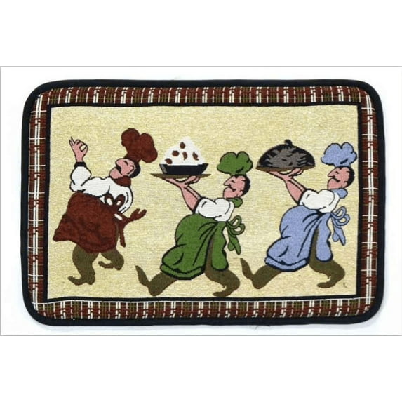 2 Pack Chef's Collection Memory Foam Tapestry Kitchen Mats - Dot Latex Back - Chef