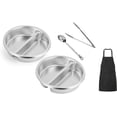 thumbnail image 1 of 2 Pack ChefQ 2.5 Inch Deep Round Divided Food Pan for 6 Qt Chafing Dish Anti-Jam Stainless Steel Steam Table/Hotel Pan, Round Sectional, 1 of 5