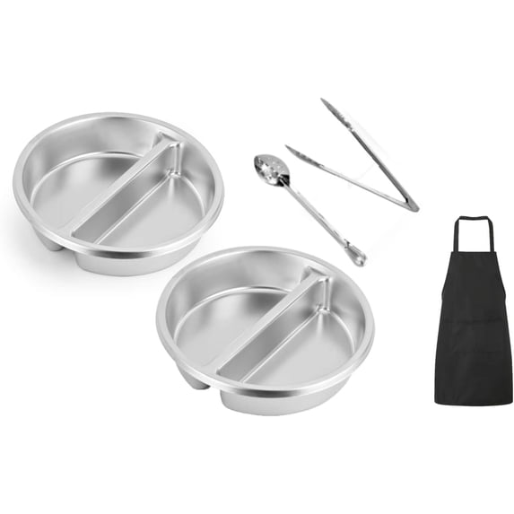 2 Pack ChefQ 2.5 Inch Deep Round Divided Food Pan for 6 Qt Chafing Dish Anti-Jam Stainless Steel Steam Table/Hotel Pan, Round Sectional