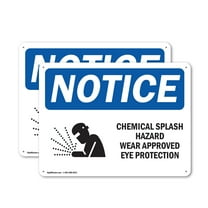 (2 Pack) Chemical Splash Hazard Wear OSHA Notice Sign 10 Inch X 7 Inch Indoor / Outdoor Rust-Free Aluminum Metal Signs for Workplace, Workshop, and Construction Site, Made in the USA