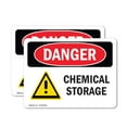 thumbnail image 1 of (2 Pack) Chemical Storage OSHA Danger Sign 5 Inch X 3.5 Inch Vinyl Label Decal Sticker Weather Resistant, UV Protected for Workplace, Business, and Construction Site, Made in the USA, 1 of 7