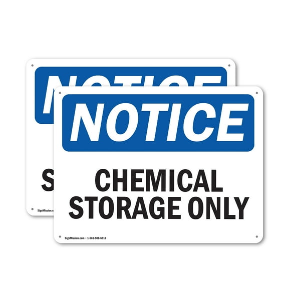 (2 Pack) Chemical Storage Only OSHA Notice Sign 14 Inch X 10 Inch Plastic Sign, Weather Resistant, UV Protected for Workplace, Business, and Construction Site, Made in the USA