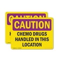 thumbnail image 1 of (2 Pack) Chemo Drugs Handled In This Location OSHA Caution Radiation Sign 10 Inch X 7 Inch Indoor / Outdoor Rust-Free Aluminum Metal Signs for Workplace, Workshop, and Construction Site, 1 of 8