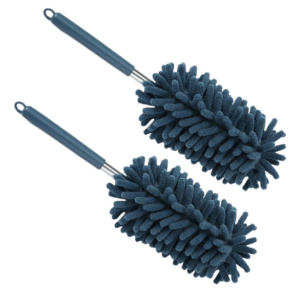 2 Pack Chenille Car Duster, Soft Detailing Brush with Extendable Handle, Washable Long-Reach Cleaning Tool for Dash Vents Windows & Home
