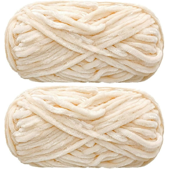 2 Pack Chenille Velvet Yarn Knitting Wool Thick Warm Crochet Knitting Yarns for DIY Hand-Knitted Fabric Art Bag Sweater Doll 200g