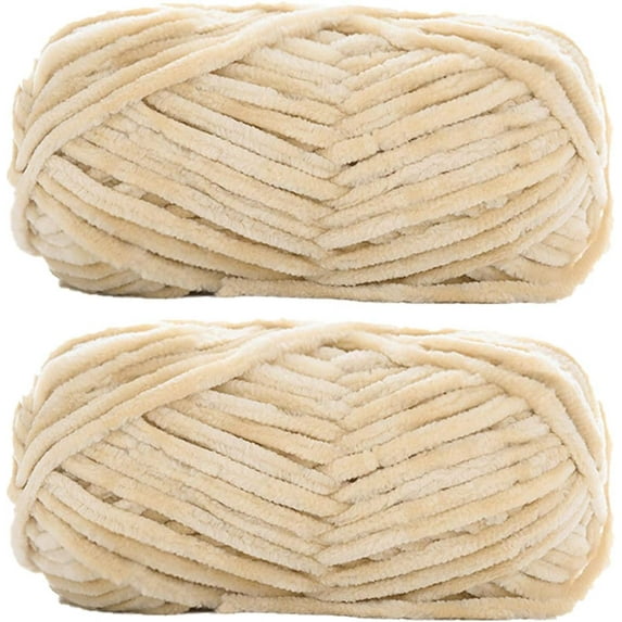 2 Pack Chenille Velvet Yarn Knitting Wool Thick Warm Crochet Knitting Yarns for DIY Hand-Knitted Fabric Art Bag Sweater Doll 200g