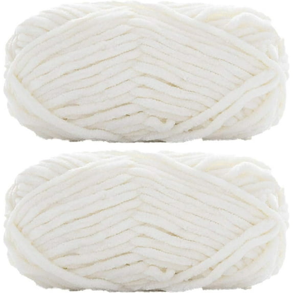 2 Pack Chenille Velvet Yarn Knitting Wool Thick Warm Crochet Knitting Yarns for DIY Hand-Knitted Fabric Art Bag Sweater Doll 200g