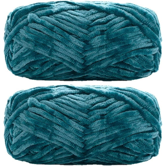 2 Pack Chenille Velvet Yarn Knitting Wool Thick Warm Crochet Knitting Yarns for DIY Hand-Knitted Fabric Art Bag Sweater Doll 200g