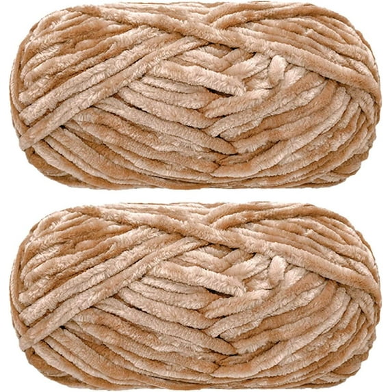 2 Pack Chenille Velvet Yarn Knitting Wool Thick Warm Crochet Knitting Yarns for DIY Hand-Knitted Fabric Art Bag Sweater Doll 200g
