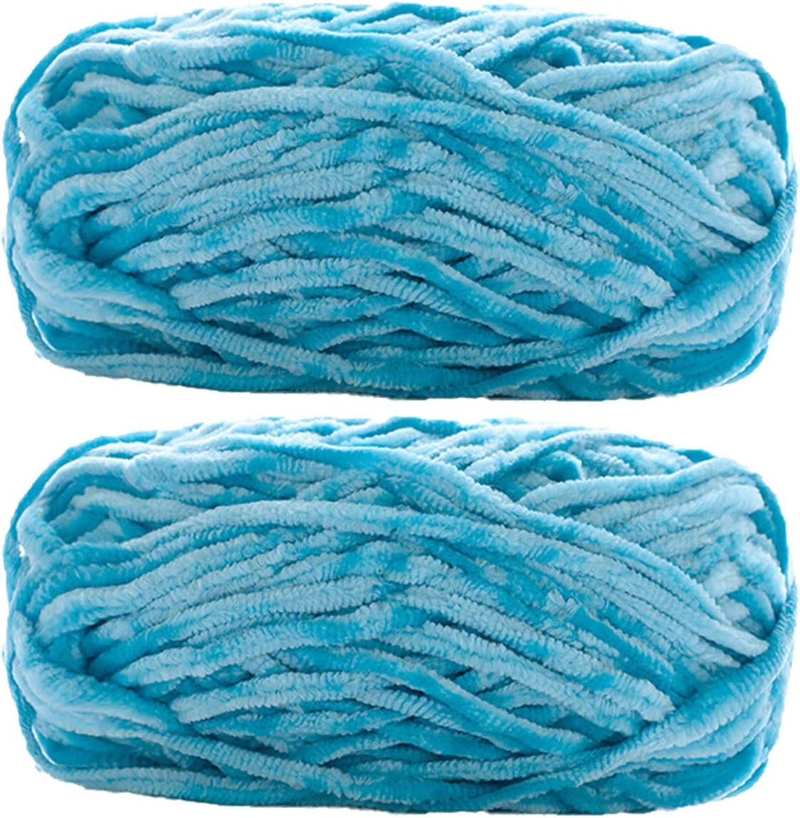 2 Pack Chenille Velvet Yarn Knitting Wool Thick Warm Crochet Knitting Yarns for DIY HandKnitted