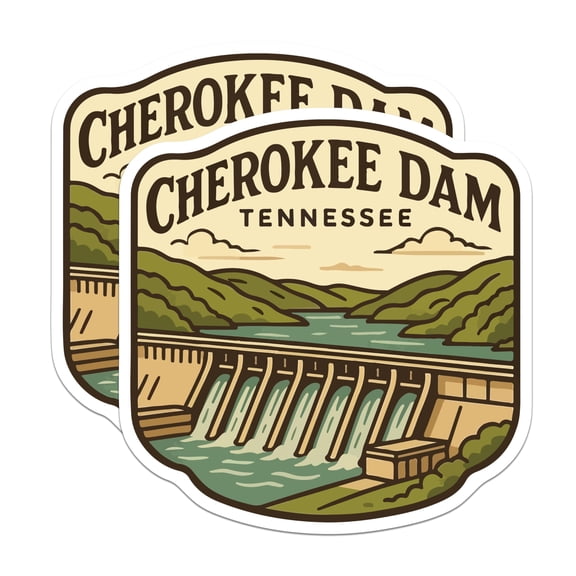(2 Pack) Cherokee Dam Magnets - Tennessee River Landmark - Scenic Travel Souvenir - 5 Inches On Longest Side - Thick Durable Magnet - Made in USA - MAG20083