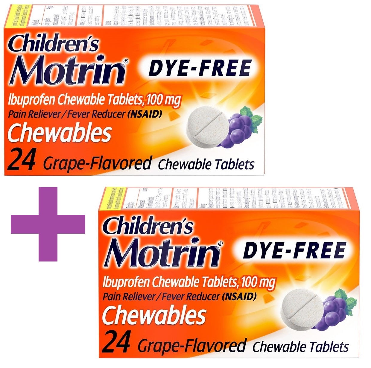 2 Pack Chewable Motrin Children's DyeFree Ibuprofen Ages 211 Pain