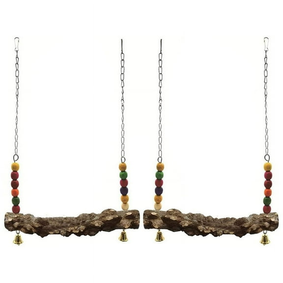 2 Pack Chicken Bird Swing,Natural Wooden Swing Toys,Wood Stand for Chick,Safe Chicken Coop Accessories for Bird,Parrot