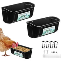 2 Pack Chicken Duck Feeder, Poultry Feeders and Waterers, Hanging Goat Feeder, Livestock Feeding Container, Feed Trough and Waterer Bucket with Clips(Black)