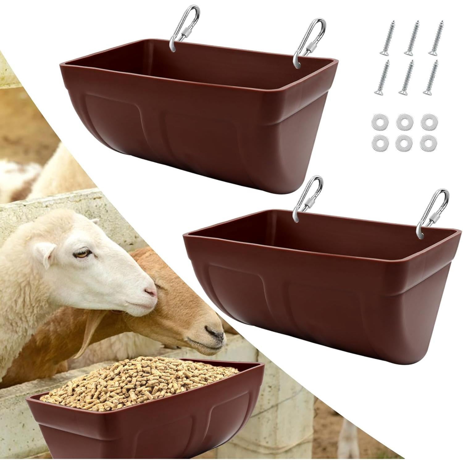 2 Pack Large Feed Trough And Waterer Bucket With Clips, For Large Goats - View #6