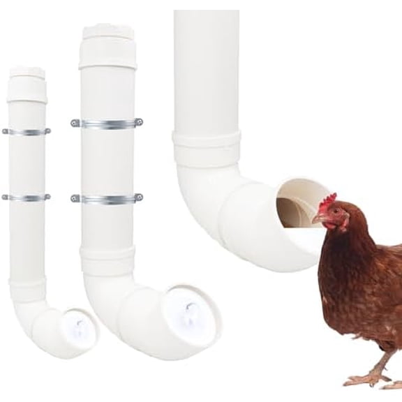 2-Pack Chicken Feeders No Waste, Chicken Feeder Kit with a Big One and a Small One, Automatic Chicken Feeder for Chicken Coop, PVC Gravity Poultry Feeders for Chickens, Ducks, Turkeys, Geese