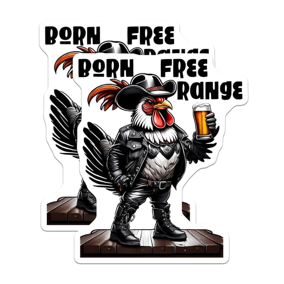 (2 Pack) Chicken Lover Magnets - Cowboy Chicken - Beer Drinking Rooster - 5" On Longest Side - Premium Magnet - for Cars, Refrigerators, Toolboxes, Lockers - Made in USA - MAG15551