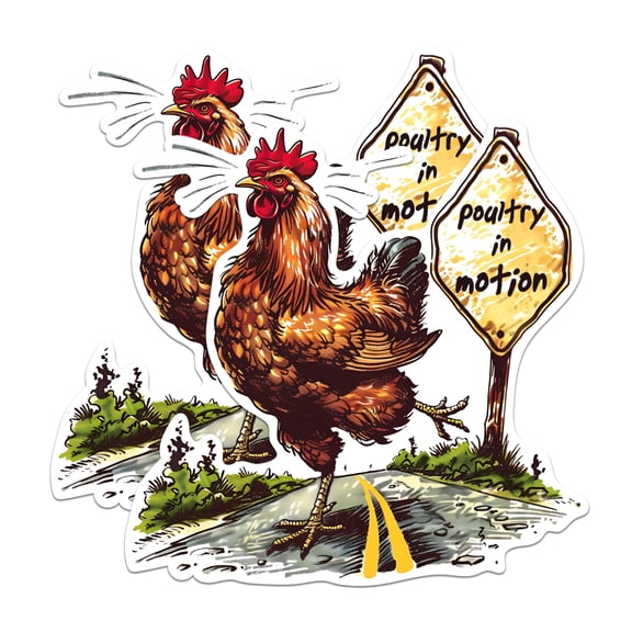 (2 Pack) Chicken Road Crossing Magnets - Funny Chicken Magnets - Poultry in Motion Magnets- 5" On Longest Side - for Fridges, Toolboxes, Cars - Made in USA - MAG2605