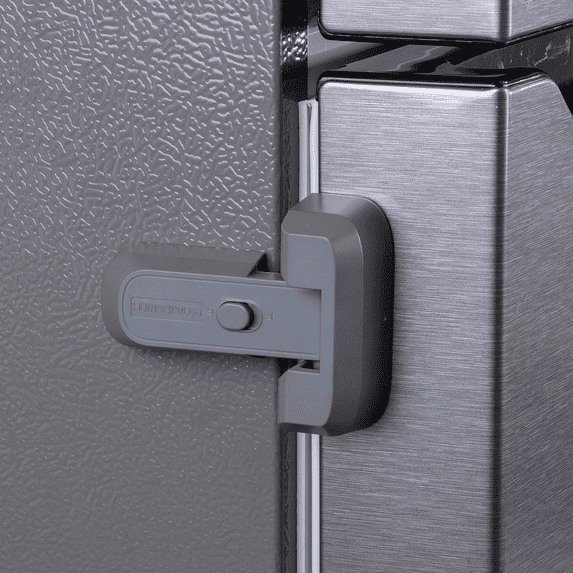 2-Pack Child Proof Fridge Lock with Adhesive - No Tools Required - Refrigerator Lock for Kids - Freezer Latch to Keep Door Closed - For Toddlers, Cats, & Dogs.