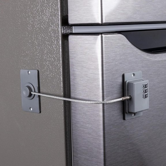 2-Pack Child Proof Fridge Lock with Combination - No Tools Required PIN Refrigerator for Kids Freezer Latch to Keep Door Closed Toddlers, Cats, & Dogs Universal Compatibility