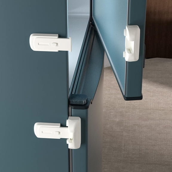 2 Pack Child Proof Fridge Lock, Refrigerator Fridge Freezer Door Latch to Keep Closed, Refrigerator Door Lock for Toddlers and Aging Seals, Easy to Install and No Unsightly Straps Required (White)