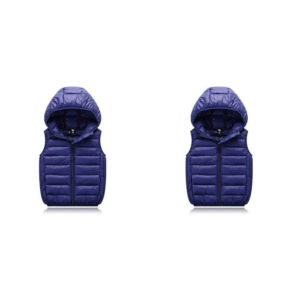 2 Pack Child Winter Jacket Boys Girls Sleeveless Winter Boy Winter Jacket Size 6 Solid Coats Hooded Jacket Work Jacket Little Boys Vest Outer Outwear