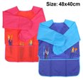 thumbnail image 1 of 2 Pack Children Art Smock Kids Art Aprons with Waterproof Long Sleeve 3 Roomy Pockets, Waterproof, Oil-Repellent and Dirt-Repellent Overalls,Blue+Red,S, 1 of 1