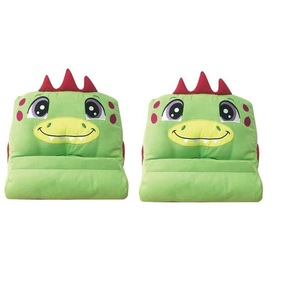 2 Pack Children Cuddly Tablet Holder Dinosaur, Green, iPad Stand, Cuddly Reader Tablet Stand and Book Holder, Reading Pillow, Fun Reading in Bed Travel, Cushion Soft Pillow, iPad Holder, Gift idea