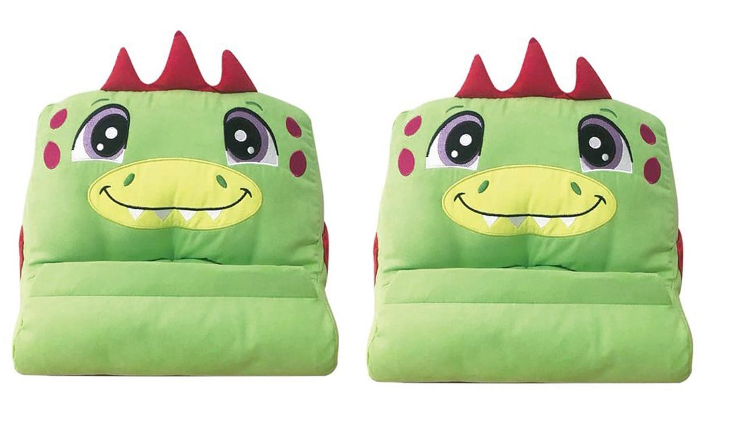 2 Pack Children Cuddly Tablet Holder Dinosaur, Green, iPad Stand, Cuddly Reader Tablet Stand and