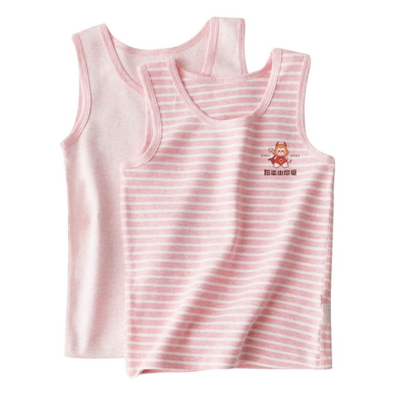 XUNKUSGA 2-Pack Children Tank Tops Cotton Solid Color Undershirts Basic Tops, Trendy Sleeveless Summer Shirts Kids Tank Tops for Girls Boys 2-11 Years