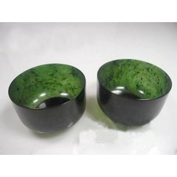 2-Pack Chinese Natural Exquisite Hand-Carved China - Jade Bowl -