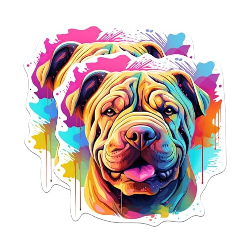 (2 Pack) Chinese Sharpei Dog Breed Magnets- 5 Inches On Longest Side - Choose from Over 100 Dog Breeds - for Cars, Refrigerators, Toolboxes - Made in USA - MAG1826