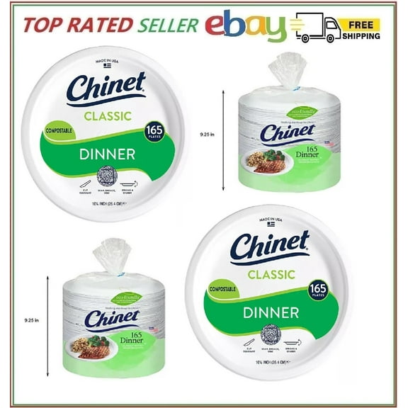 2 Pack - Chinet Classic Dinner Paper Plates, 10-3/8", 165 ct.