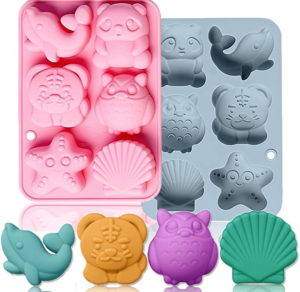 2 Pack Chocolate Molds Elephant Monkey Frog Silicone Molds for Cake ...