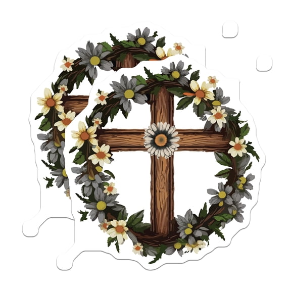 (2 Pack) Christian Cross Magnets - Floral Daisy Refrigerator - Faith Inspired Home Decor - 5 Inches On Longest Side - Thick Durable Magnet - Made in USA - MAG27541