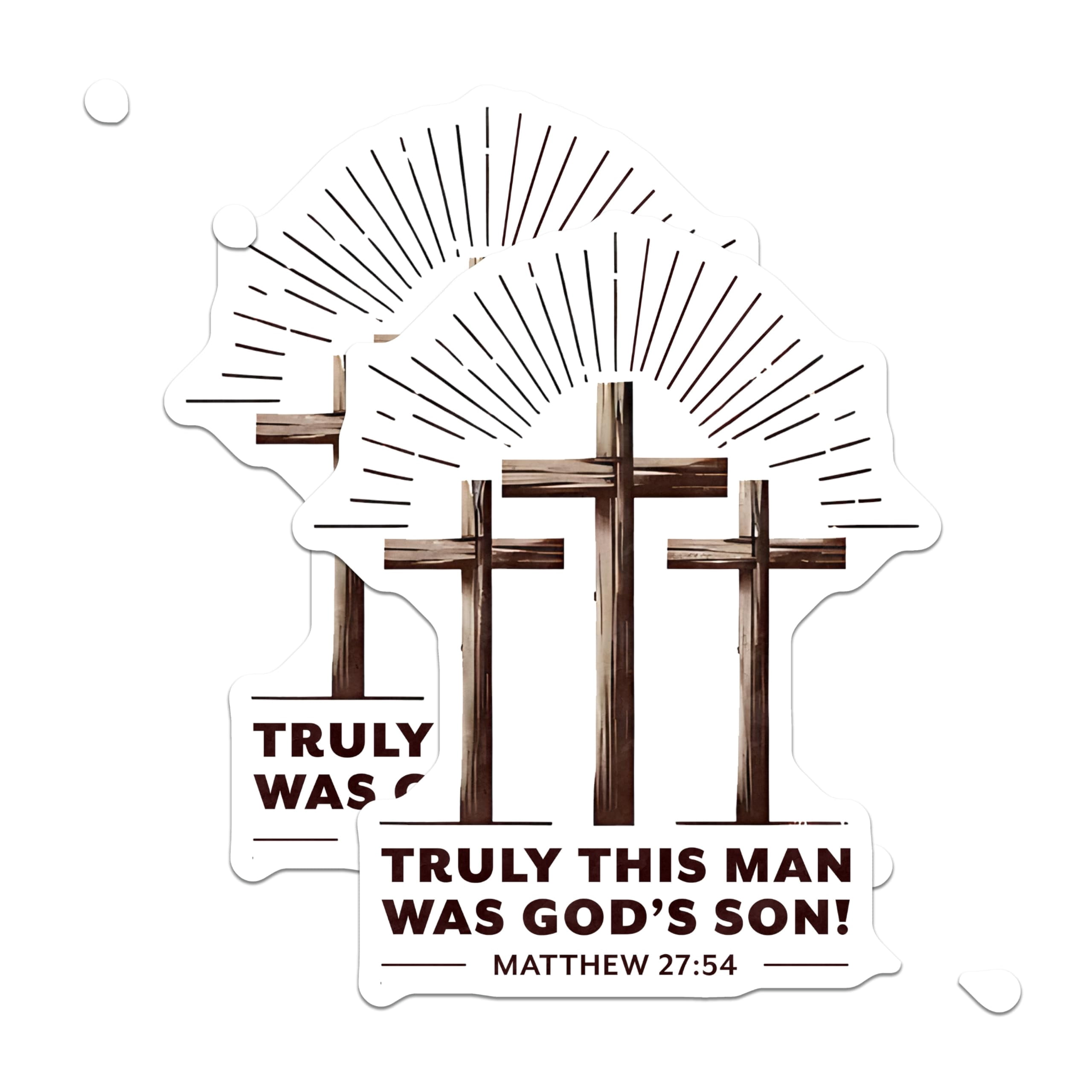 (2 Pack) Christian Cross Stickers - Matthew 27:54 Bible Verse Decal ...
