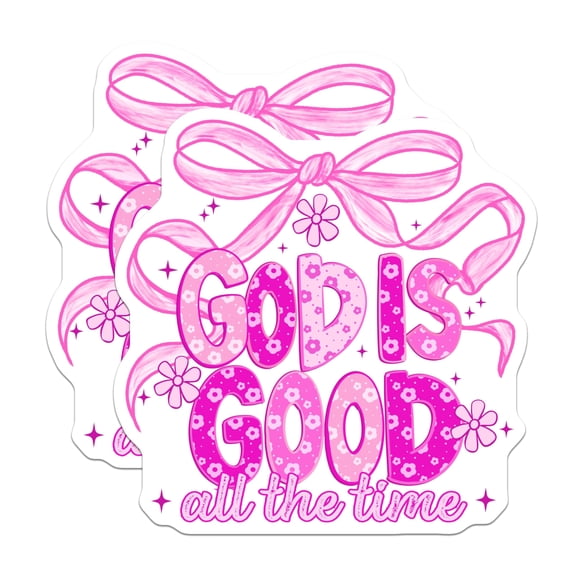 (2 Pack) Christian Faith Magnets - God is Good All The Time - Pink Bow Floral Magnet - 5 Inches On Longest Side - Thick Durable Magnet - Made in USA - MAG22313