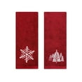 thumbnail image 1 of 2-Pack Christmas Bathroom Towels – Red Hand Towels with Embroidered Elks, Snowflakes & Trees – Soft, Absorbent Holiday Towels for Bathroom or Kitchen Use, 1 of 5