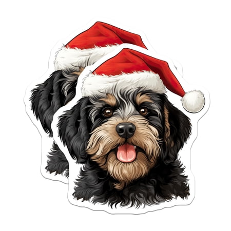 (2 Pack) Christmas Bernedoodle Magnets - Santa Hat Puppy Decor - Festive Holiday Refrigerator Art - 5 Inches On Longest Side - Thick Durable Magnet - Made in USA - MAG24310