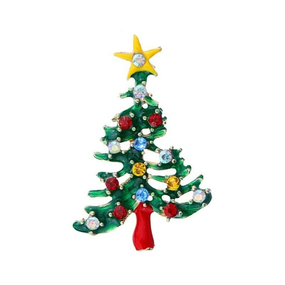 (2 Pack) Christmas Brooch Set Rhinestone Decoration Trees Snowman Elegant Jewelry Pin for Holiday Festivities