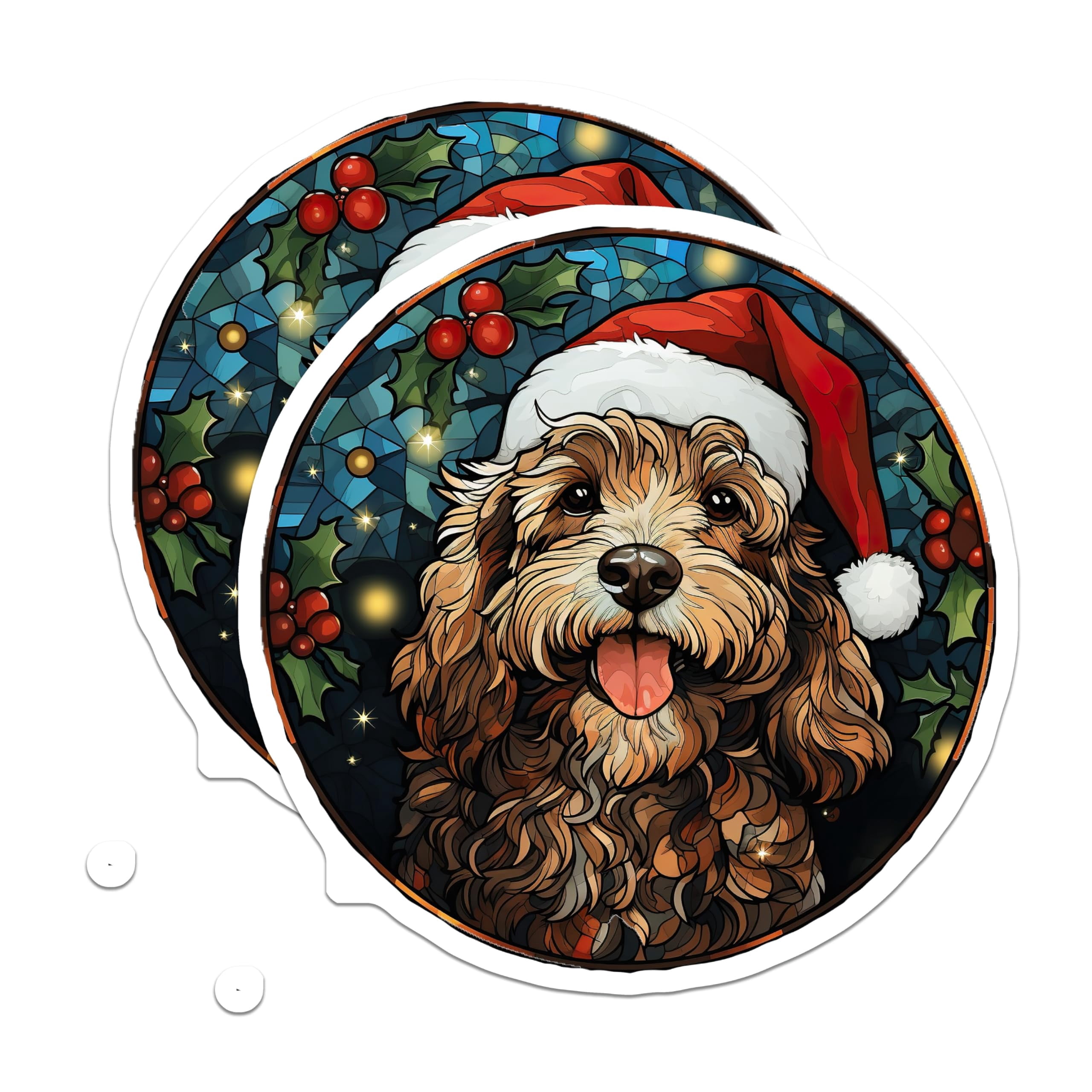 (2 Pack) Christmas Cockapoo Stickers - Festive Holiday Dog - Santa Hat ...