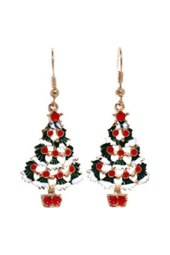 (2-Pack) Christmas Color Cartoon Jewelry Cat Earrings for Women Cute Christmas Tree Earring Acrylic Hoop Earrings Christmas atmosphere Ornaments Huge Earrings