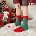 thumbnail image 1 of 2-Pack Christmas Coral Fleece Socks for Women, 13.78x3.15in Mid-Calf - Festive Snowman/Reindeer Prints, Warm Floor/Sleep Socks, Holiday Stocking Stuffer, Fall Winter Cozy Gift, 1 of 6