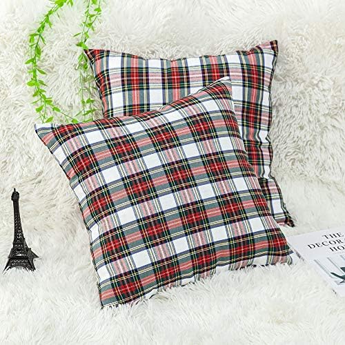 2 Pack Christmas Decor Red Plaids Pillow Covers Buffalo Check Throw