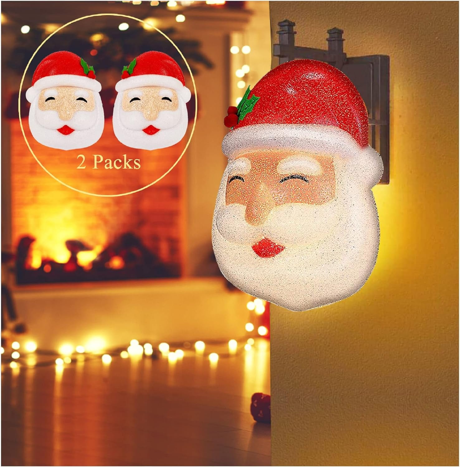 2 Pack Christmas Decor, Santa Porch Light Covers for Outdoor Christmas