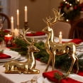 thumbnail image 1 of 2 Pack Christmas Deer Figurine Set, Standing & Lying Electroplated Golden Deer Statues, Tabletop Ornaments for Wine Cabinet TV Stand Living Room Home Decor, Housewarming Gift, 1 of 9