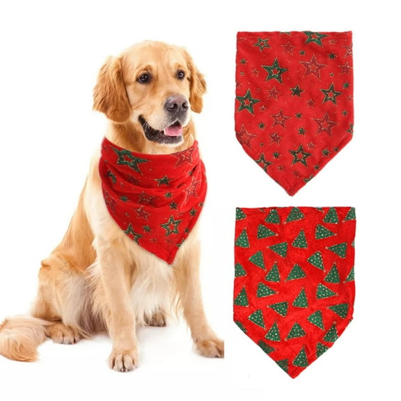 2 Pack Christmas Dog Bandana Reversible Triangle Bibs Scarf Accessories for Dogs Cats Pets